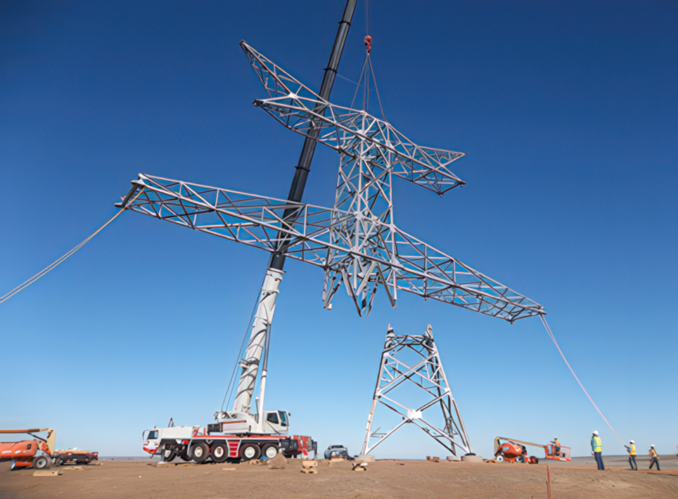 Figure 28. Tower erection showing cross-arm geometry Figure 28. Tower erection showing cross-arm geometry