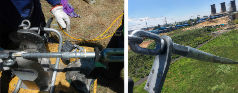 Figure 45. Double compression dead-end connectors being installed Figure 45. Double compression dead-end connectors being installed