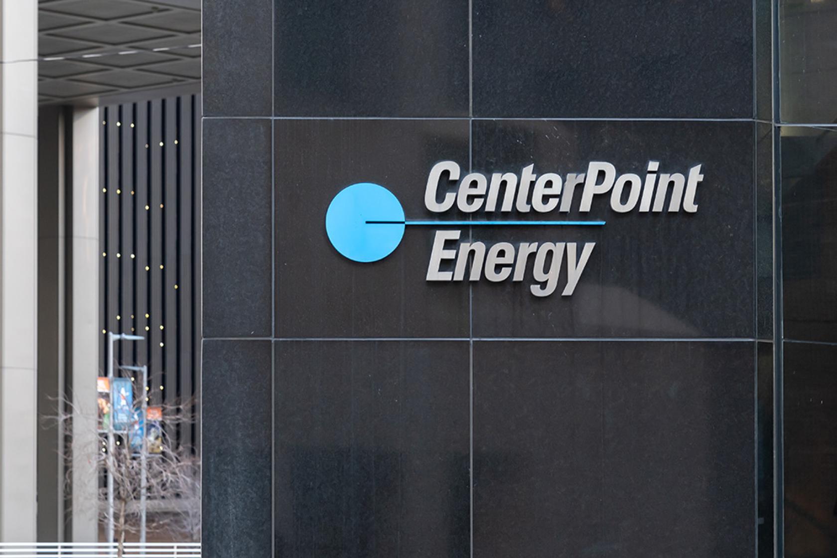 CenterPoint Energy sign at its headquarters in Houston, Texas